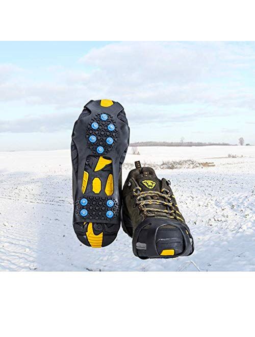 willceal Ice Cleats, Ice Grippers Traction Cleats Shoes and Boots Rubber Snow Shoe Spikes Crampons with 10 Steel Studs Cleats Prevent Outdoor Activities from Wrestling