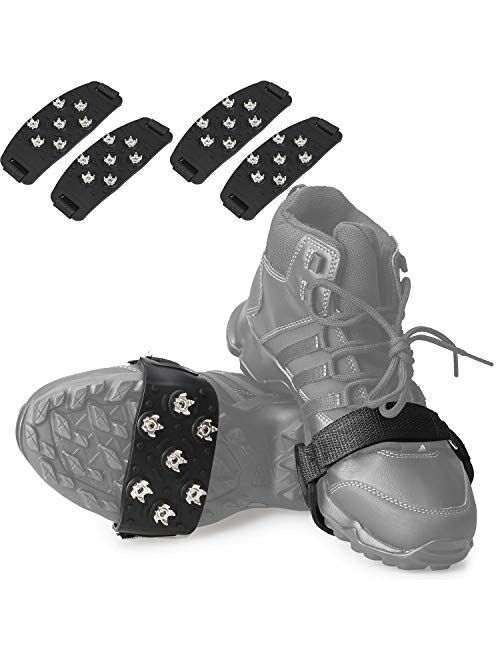 FANBX F Crampon Traction Cleats Anti-Skid Traction Grips Crampons Spikes 7 Point Cleats for Footwear for Walking, Jogging, Hiking, Mountaineering Ice Snow Grips