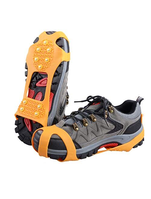 TRIWONDER Ice Grips 10 Teeth Anti-Slip Shoe/Boot Ice Traction Slip-on Snow Ice Spikes Crampons Cleats Stretch Footwear Traction