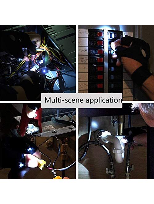 Mylivell LED Flashlight Glove Outdoor Fishing Gloves with Stretchy Strap Screwdriver for Repairing Cars Night Running Fishing Camping Hiking in Dark Place