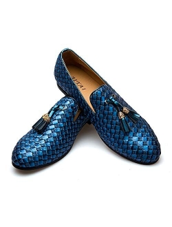 Men's Vintage Velvet Embroidery Noble Loafer Shoes Slip-on Loafer Smoking Slipper Tassel Loafer