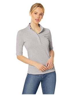 Womens Classic Half Sleeve Slim Fit Stretch Pique Polo Shirt