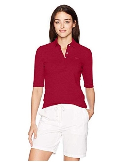 Womens Classic Half Sleeve Slim Fit Stretch Pique Polo Shirt