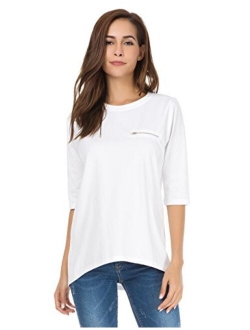 Womens Cotton T-Shirt Half Sleeves Basic Loose Fit Crew Neck Tops