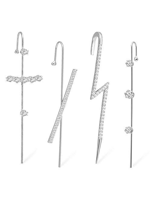 choice of all 4Pairs Ear Cuff Wrap Crawler Hook Earrings for Women Girls Unique Long Earrings Hypoallergenic Stud Climber Earrings