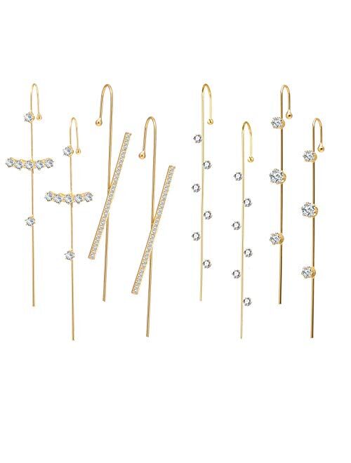 choice of all 4Pairs Ear Cuff Wrap Crawler Hook Earrings for Women Girls Unique Long Earrings Hypoallergenic Stud Climber Earrings