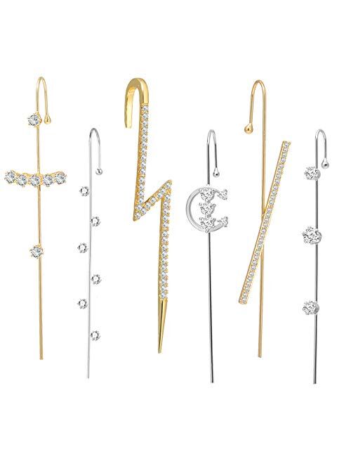 choice of all 4Pairs Ear Cuff Wrap Crawler Hook Earrings for Women Girls Unique Long Earrings Hypoallergenic Stud Climber Earrings