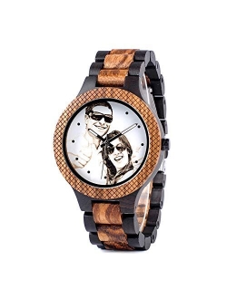 BOBO BIRD Mens Personalized Engraved Wooden Watches Quartz Casual Wristwatches for Men Family Friends Customized Gift