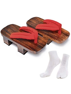 Japanese Wooden Clogs with Tabi Socks For Men Women