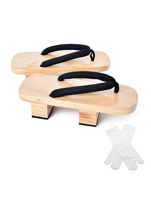 Japanese Wooden Clogs with Tabi Socks For Men Women