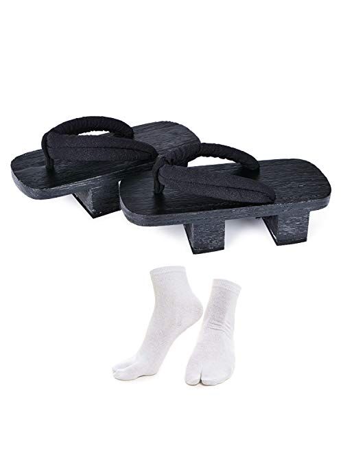 Japanese Wooden Clogs with Tabi Socks For Men Women