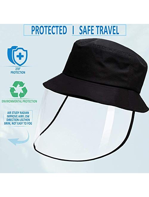 Archer Products Bucket Sun Hat Full-face Protective Cap for Men and Women, Anti-Fog, Anti-Saliva, Windproof Dustproof Black, Medium