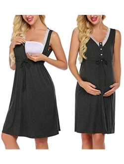 Woman Maternity Nightgowns Pregnancy Dresses Breastfeeding Sleeveless