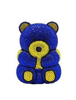 Bear Evening Bags and Clutches for Women Formal Party Cocktail Rhinestone Minaudiere Animal Purse Handbag