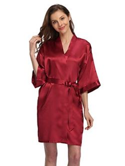 Women's Short Satin Kimono Robe for Bride and Bridesmaids Party