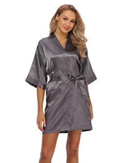 Women's Short Satin Kimono Robe for Bride and Bridesmaids Party