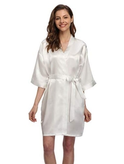 Women's Short Satin Kimono Robe for Bride and Bridesmaids Party