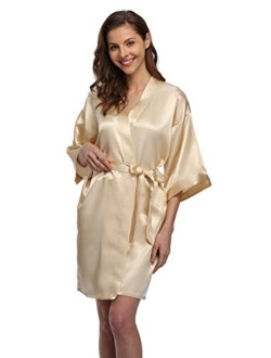 Women's Short Satin Kimono Robe for Bride and Bridesmaids Party