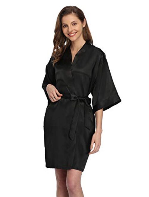 Women's Short Satin Kimono Robe for Bride and Bridesmaids Party