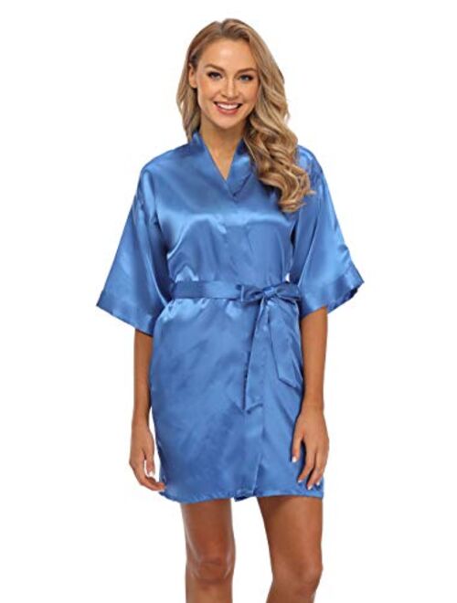 Women's Short Satin Kimono Robe for Bride and Bridesmaids Party