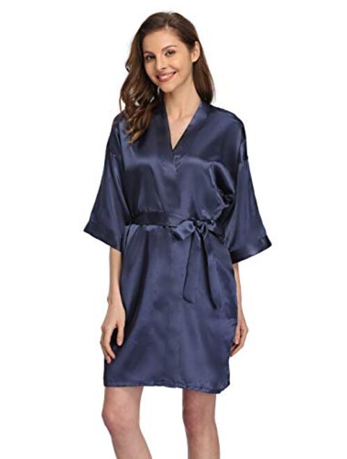 Women's Short Satin Kimono Robe for Bride and Bridesmaids Party