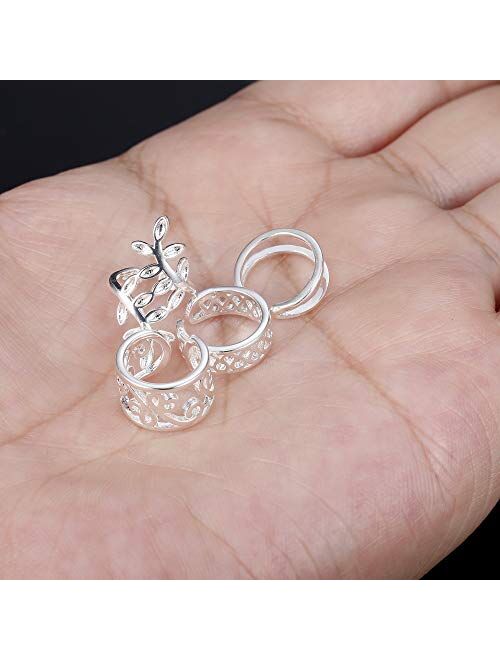 JOERICA 4 Pairs Silver Ear Cuff Earrings for Women Clip on Fake Lip Cartilage Tragus Helix Body Jewelry Set