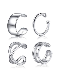 Cuff Earrings 925 Sterling Silver Ear Cuff Earrings CZ Non-Piercing Fake Helix Cartilage Cuff Earrings Conch Cuffs Earrings for Women Various Styles