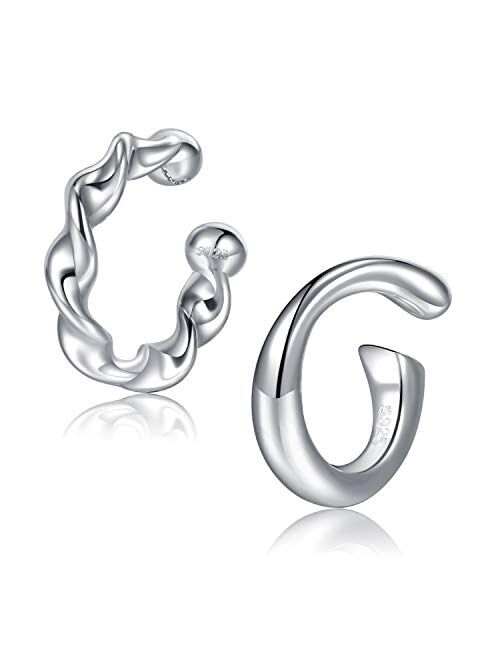 Cuff Earrings 925 Sterling Silver Ear Cuff Earrings CZ Non-Piercing Fake Helix Cartilage Cuff Earrings Conch Cuffs Earrings for Women Various Styles