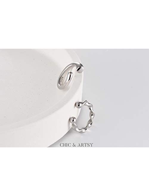 Cuff Earrings 925 Sterling Silver Ear Cuff Earrings CZ Non-Piercing Fake Helix Cartilage Cuff Earrings Conch Cuffs Earrings for Women Various Styles