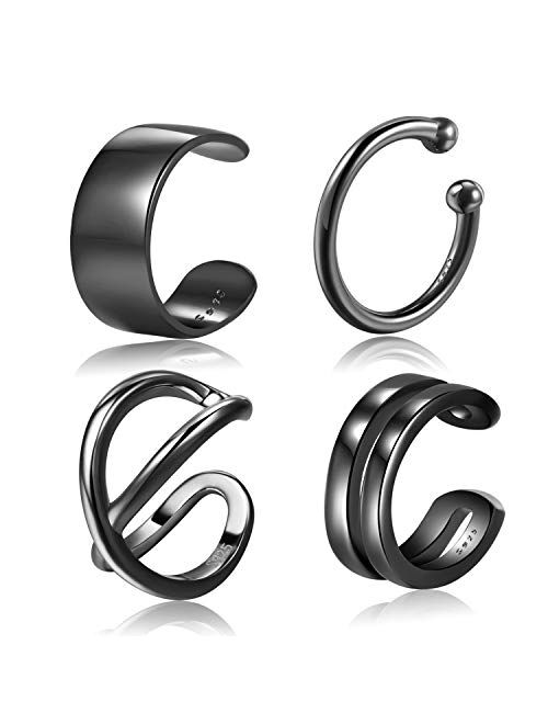 Cuff Earrings 925 Sterling Silver Ear Cuff Earrings CZ Non-Piercing Fake Helix Cartilage Cuff Earrings Conch Cuffs Earrings for Women Various Styles