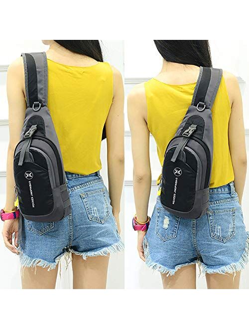 Peicees Chest Crossbody Sling Backpack Bag Travel Bike Gym Daypack for Women Men