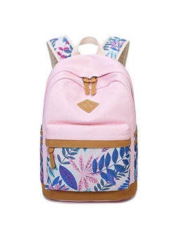 Leaper Fashion School Backpack Canvas Bookbag Shoulder Bag Satchel Daypack