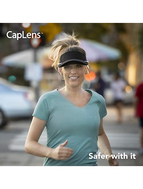 CapLens Full Face Shield Cap Accessory, Anti-Fog, Adjustable, Reusable, Slip onto Your Existing Cap Black