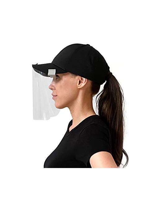 Protective Clip-On Face Shield - 5 Pack by One Touch Medical, Fits Baseball Hats, Fully Transparent Face and Eye Protection from Droplets and Saliva