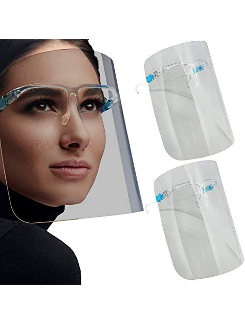 Safety Shields | All-Around Wide Protection | Reusable Glasses Frame Attached to Anti-Fog Transparent Visor | Lightweight, Comfortable and Effective | Prevents Droplets o