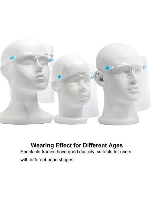 Anti-fog Reusable Face Shields with Glasses Frame Set for Men and Women,6 Glasses and 12 Shields