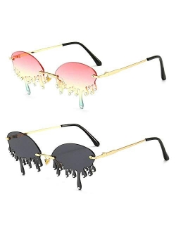 Luxury Diamond Rimless Rhinestone Sunglasses Women Vintage 2020 Crystal Unique Small Tears Shape punk Sunglasses Female