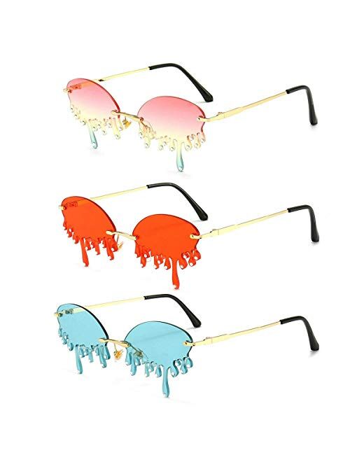 Luxury Diamond Rimless Rhinestone Sunglasses Women Vintage 2020 Crystal Unique Small Tears Shape punk Sunglasses Female