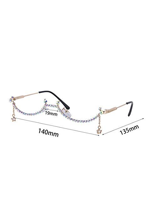 Testudineus No Lens Eyeglasses Decor Retro Half Glasses Frame Women Metal Diamond Frame Glasses