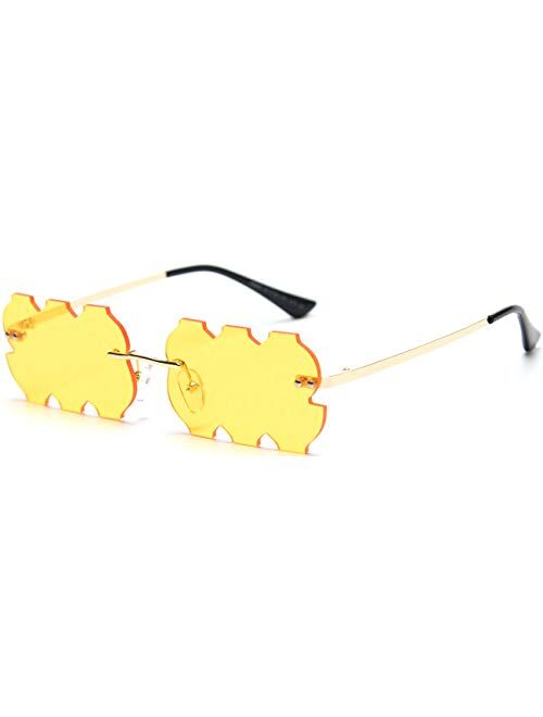 Party Sunglasses for Women Men UV Protection Rectangular Rimless Trendy Fashion Sun Glasses