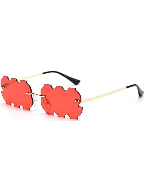 Party Sunglasses for Women Men UV Protection Rectangular Rimless Trendy Fashion Sun Glasses