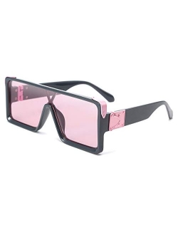 One Piece Square Sunglasses Women Men Metal Buckle Design B2540