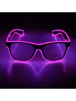 Aquat Light up EL Wire Neon Rave Glasses Glow Flashing LED Sunglasses Costumes for Party, EDM, Halloween RB01