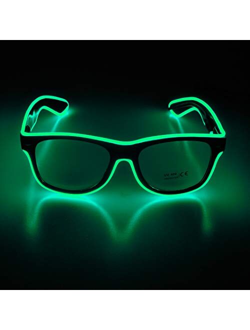 Aquat Light up EL Wire Neon Rave Glasses Glow Flashing LED Sunglasses Costumes for Party, EDM, Halloween RB01