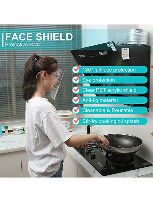 [Fulfillment By Amazon] Sunzel Face Shields Set with 10 Replaceable Anti Fog Shields and 5 Reusable Glasses for Man and Women to Protect Eyes and Face