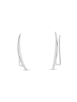 Moon Crawler Cuff Earrings - 925 Sterling Silver with 18K Gold Plating