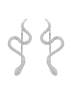 AoedeJ Snake Ear Climber Earrings Cubic Zirconia Ear Cuffs 925 Sterling Silver Stud Ear Crawler Earrings for Women