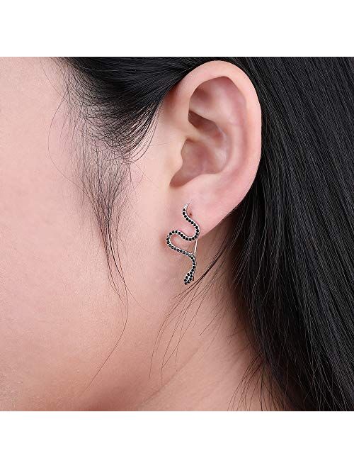 AoedeJ Snake Ear Climber Earrings Cubic Zirconia Ear Cuffs 925 Sterling Silver Stud Ear Crawler Earrings for Women