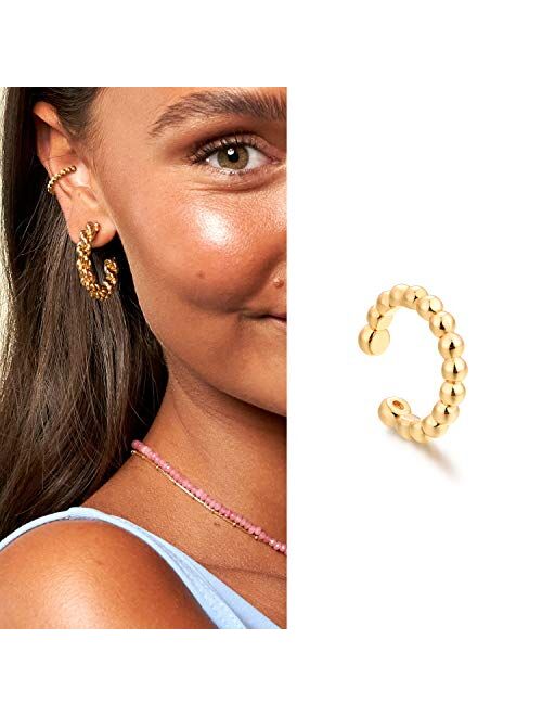 MYEARS Women Ear Cuff Earring Gold Non Pierced Ear Cartilage Clip on Wrap Hoop 14K Gold Filled Tiny Boho Beach Simple Minimalist Delicate Handmade Hypoallergenic Jewelry 