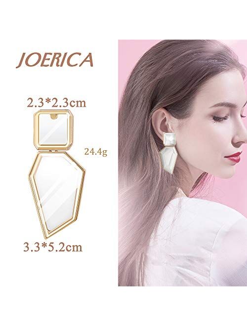 JOERICA 4 Pairs Statement Dangle Earrings for Women Rhinestone Exaggelated Large Drop Geometric Earrings Black/Gold Available